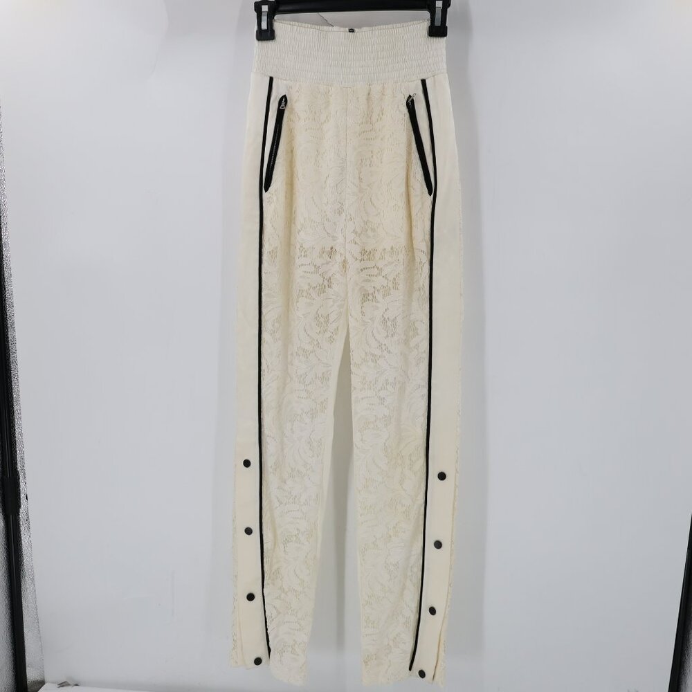 David Koma pants womens 8 L31 Side Snap Lace Trouser half lined party cocktail
